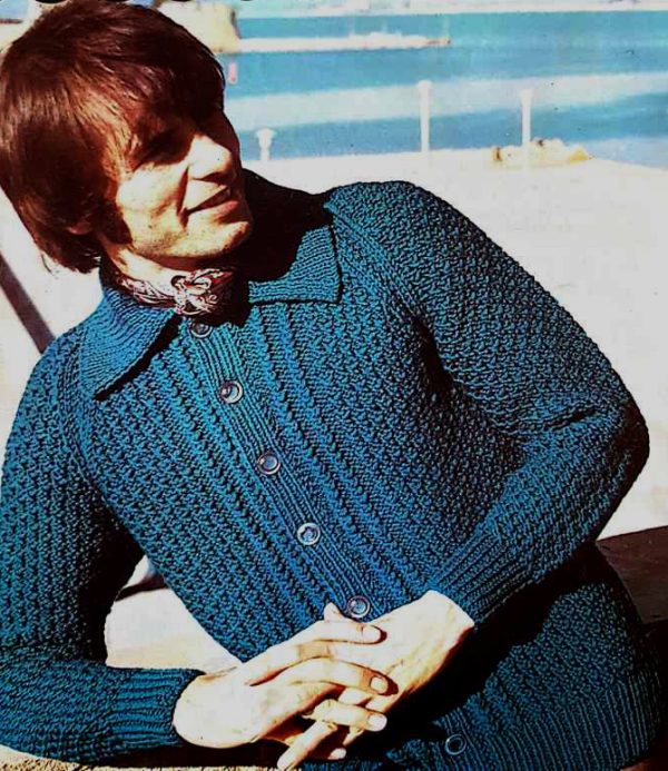 Vintage Mens Cardigan Knitting Pattern Knitcraft 5470